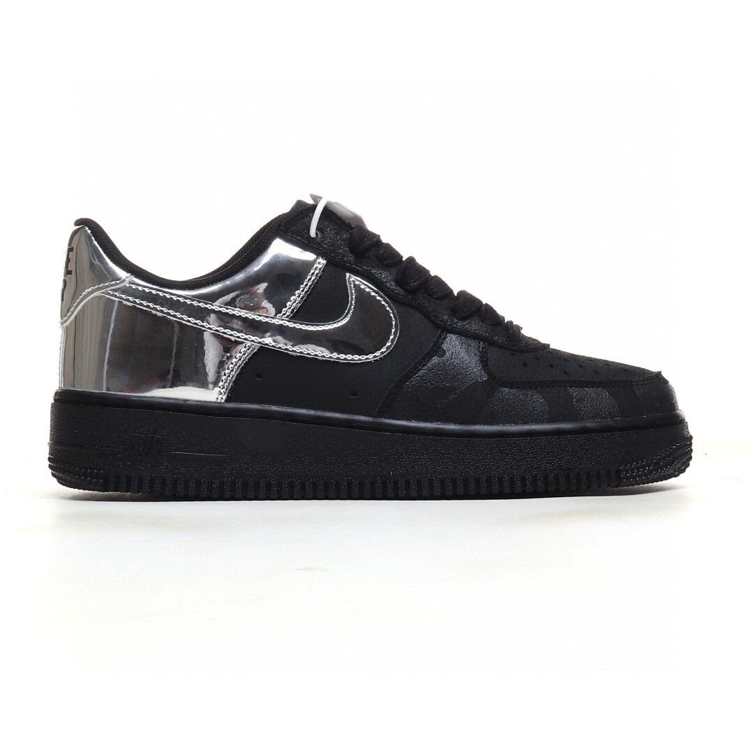 nike air force 1 - Negro Plateado
