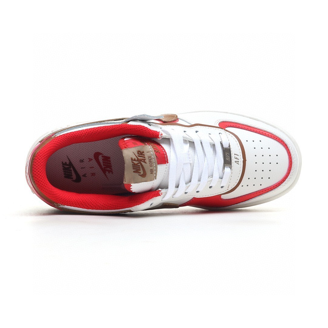 nike air force 1 - Blanco Cafe Rojo