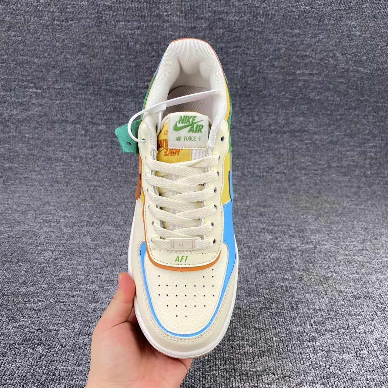 nike air force 1 - Amarillo Celeste Verde Cafe Blanco