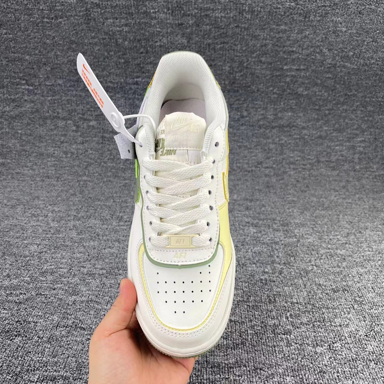 nike air force 1 - Blanco Verde Gris Amarillo