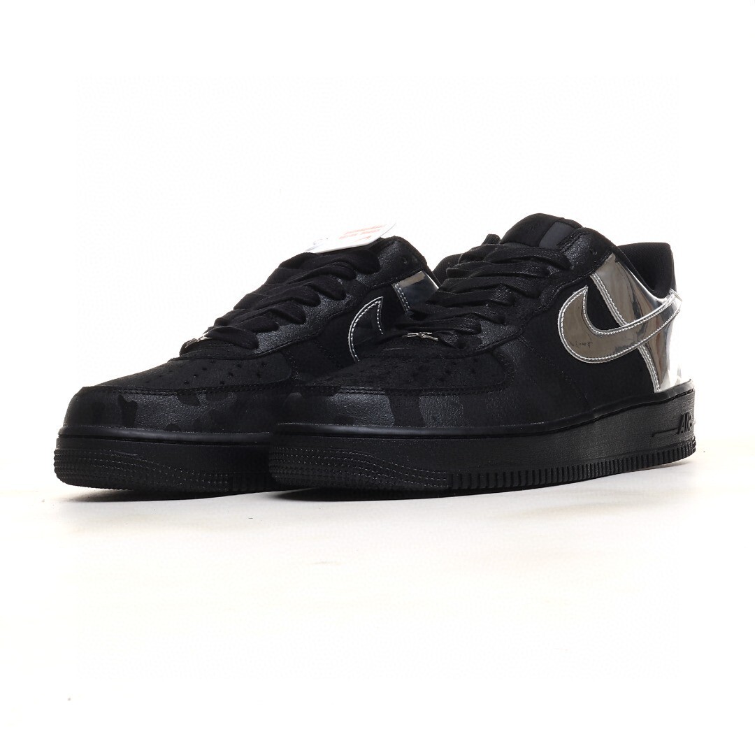 nike air force 1 - Negro Plateado