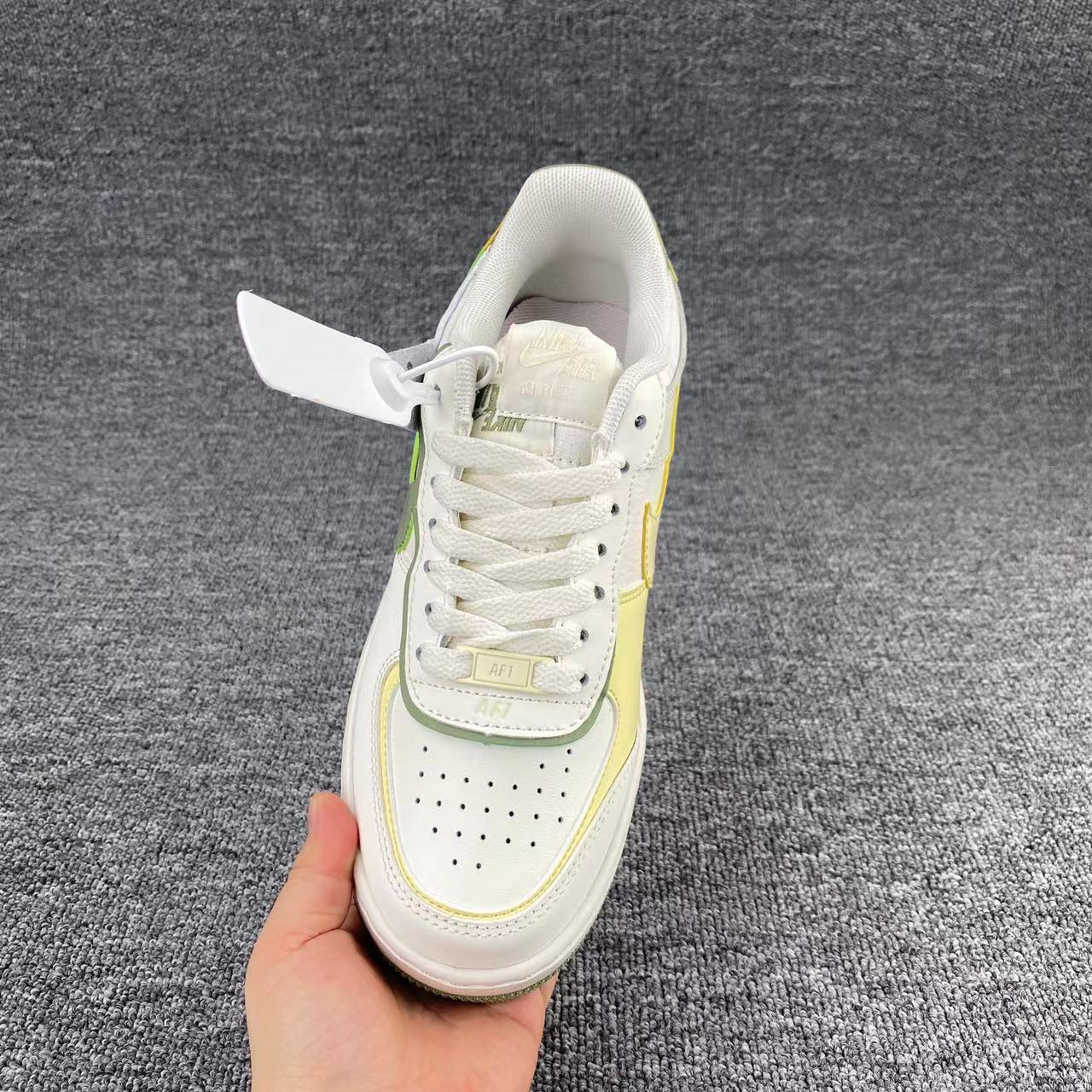 nike air force 1 - Blanco Verde Gris Amarillo