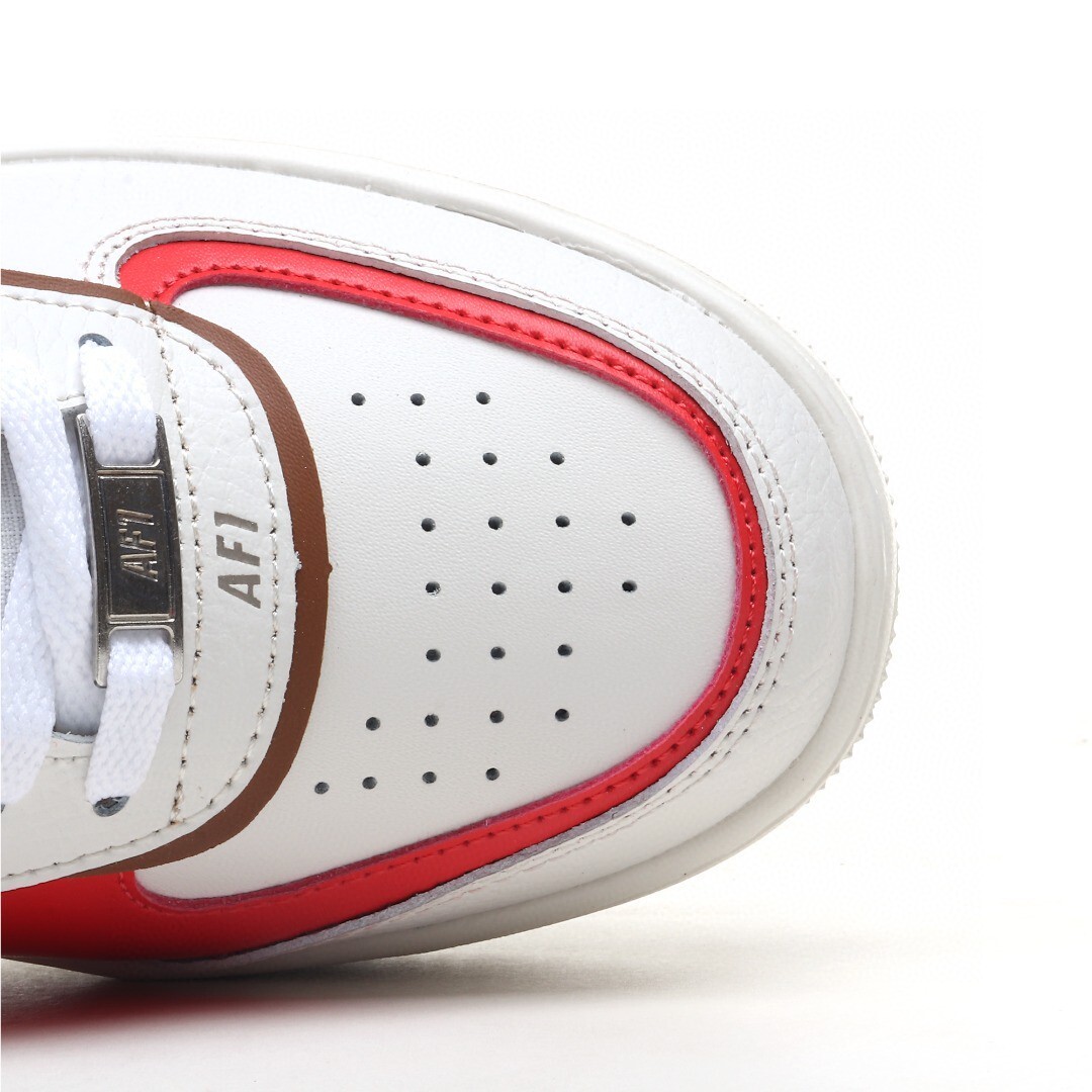nike air force 1 - Blanco Cafe Rojo