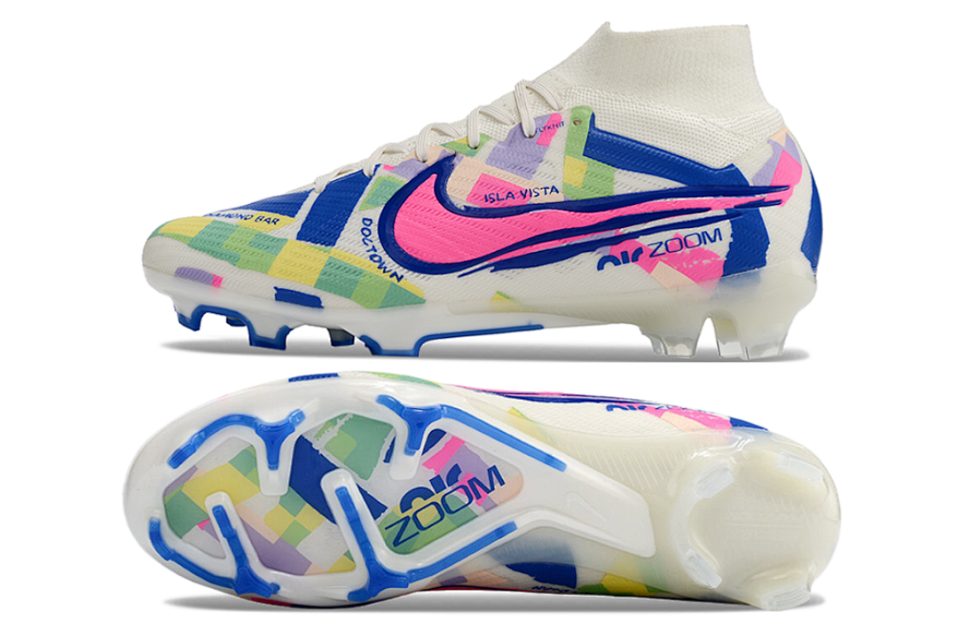 nike mercurial superfly - Blanco Azul Rosado Verde Amarillo