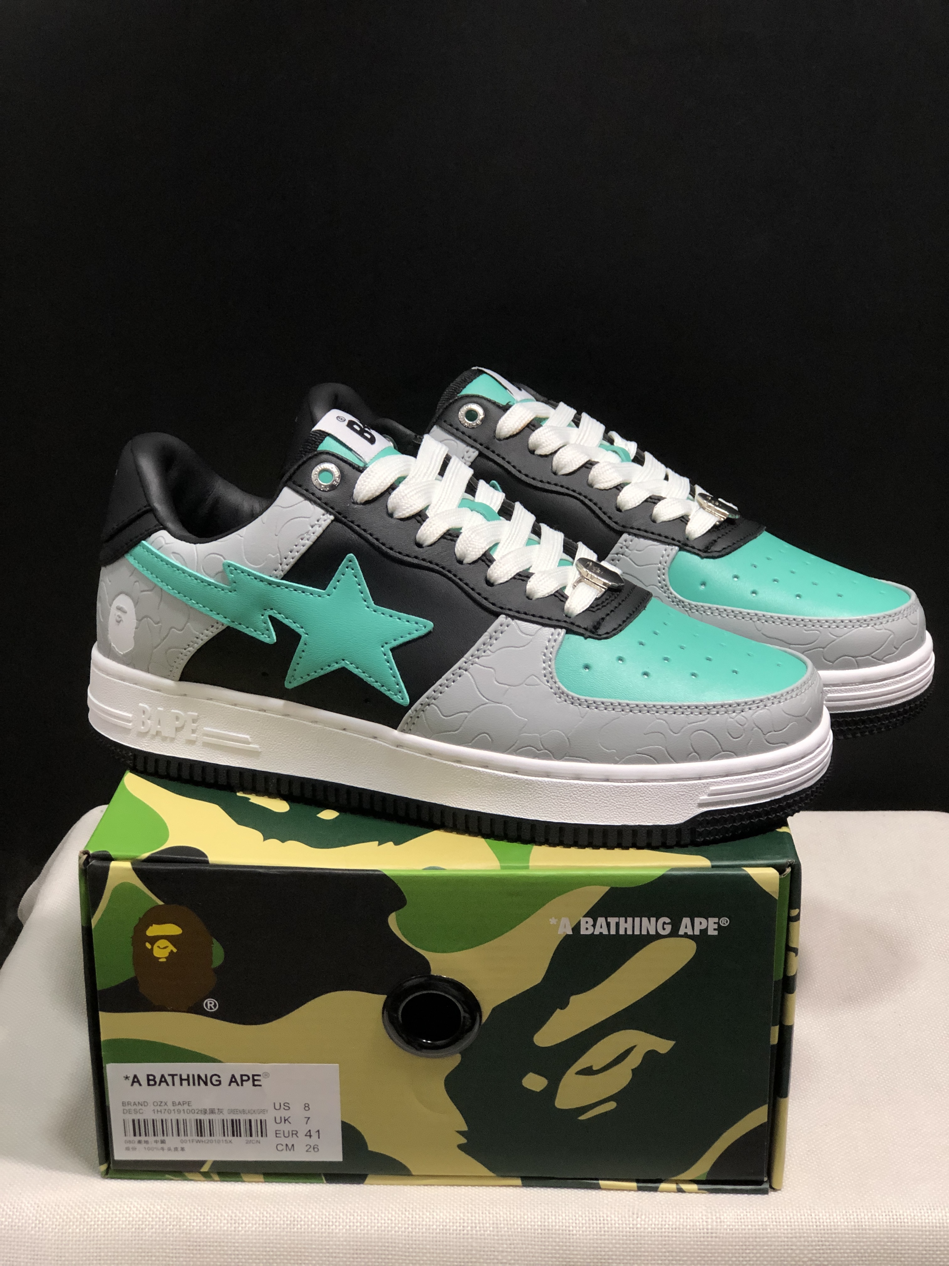 bape sta - Gris Negro Cyan