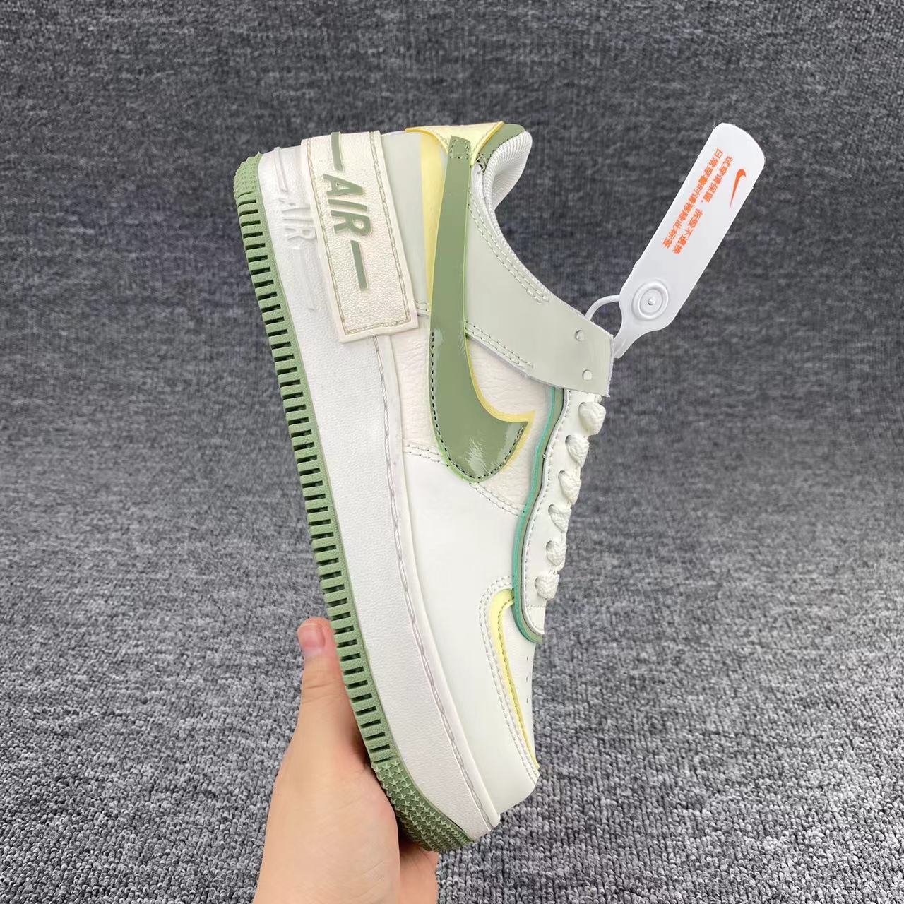 nike air force 1 - Blanco Verde Gris Amarillo