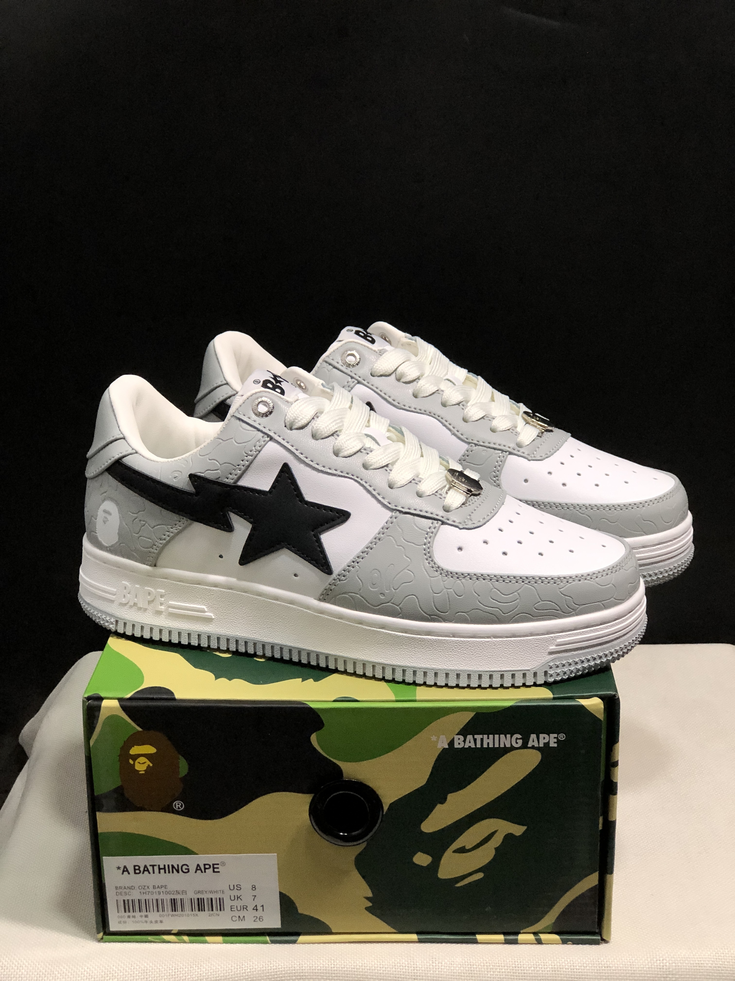 bape sta - Gris Blanco