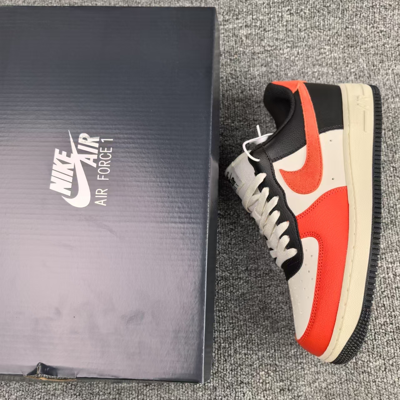 nike air force 1 - Blanco Naranjo Negro