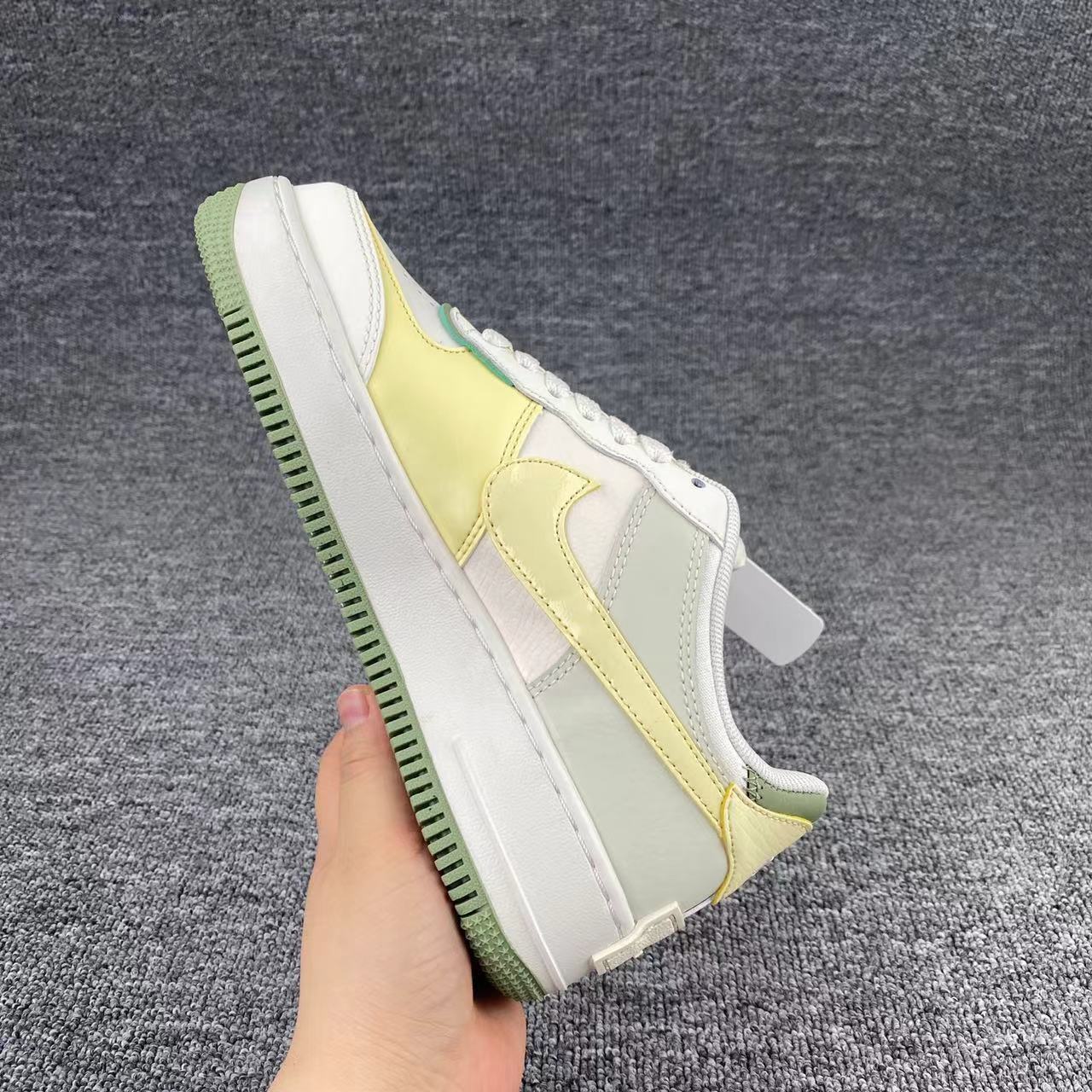 nike air force 1 - Blanco Verde Gris Amarillo